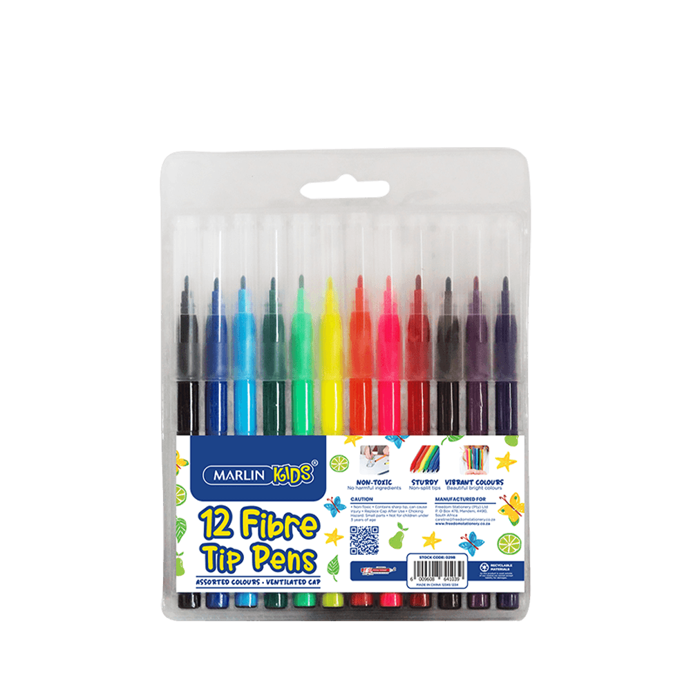 MARLIN KIDS FIBRE TIP PENS 12S