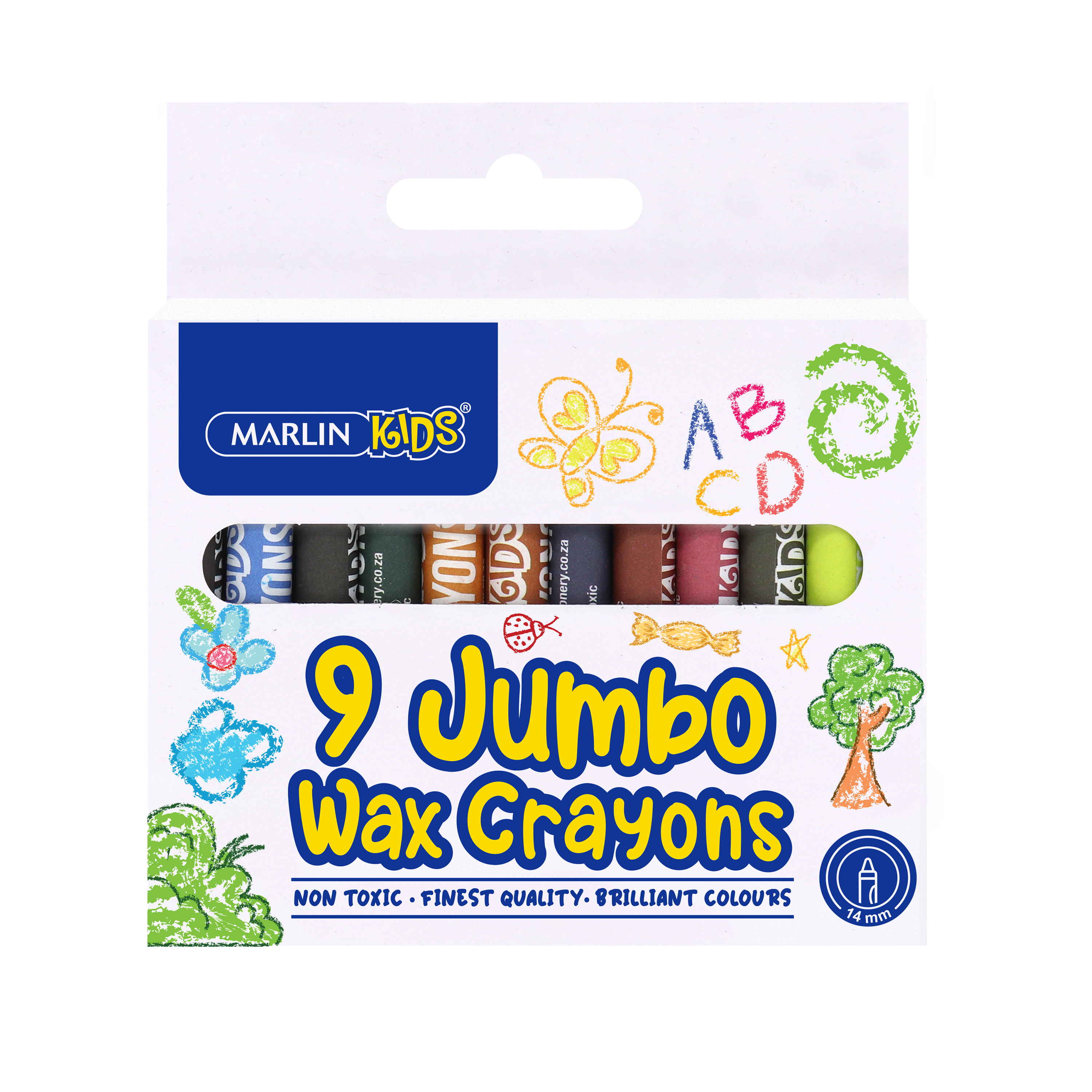 MARLIN KIDS JUMBO WAX CRAYONS 14MM 9S